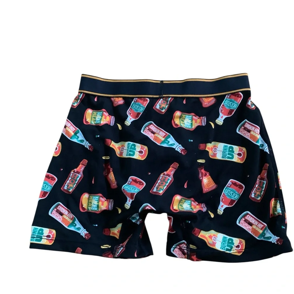 Saxx Black Boxer Briefs 🌶️ Colorful Hot Sauce Print – Size Small – NWOT